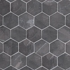 Marmorimosaiikki Hexagon Gray, verkolla, 60 x 60 mm - Qualitystone New