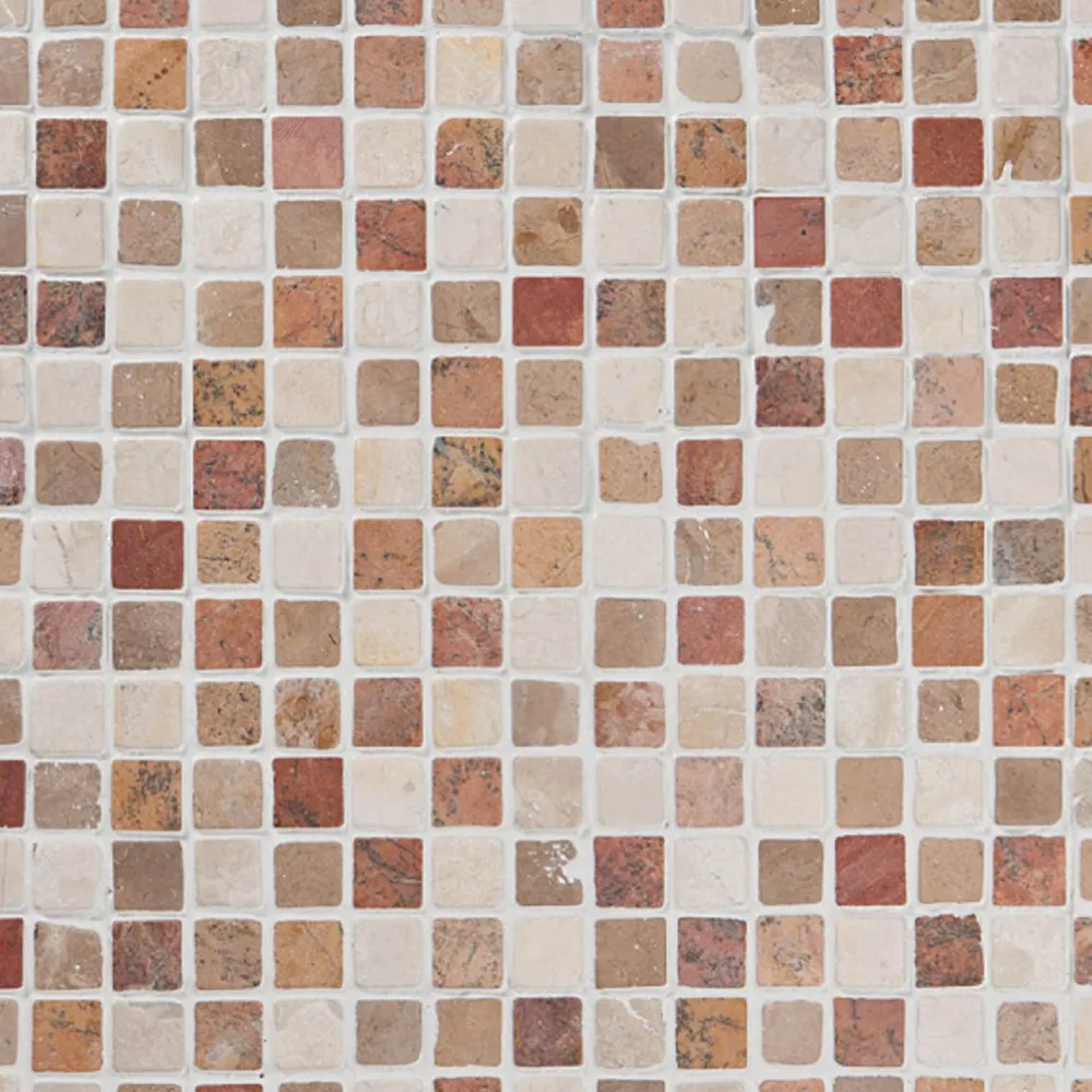 Marmorimosaiikki Square Terra-Mustard-White, verkolla, 20 x 20 mm - Qualitystone