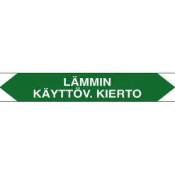 Suomen Turvakauppa Merkintätarra/putkistotarra "Lämmin käyttäv. kierto", 16x2.5cm, 5kpl Outlet