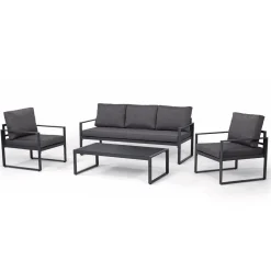 Home4you Oleskeluryhmä Lepzig 3-istuttava sohva + 2 nojatuolia + pöytä harmaa Online