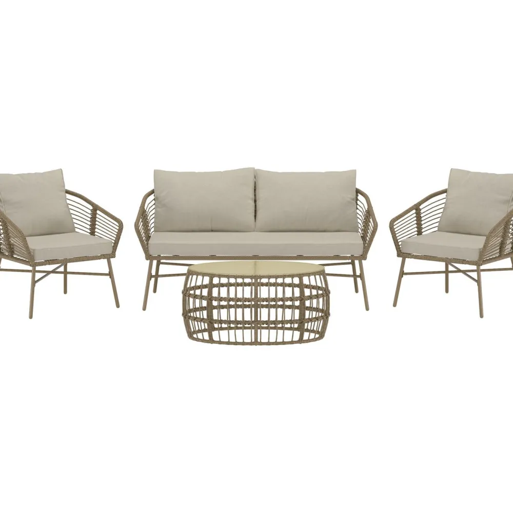 Venture Home Oleskeluryhmä Lipari, 4-istuttava, ruskea/beige