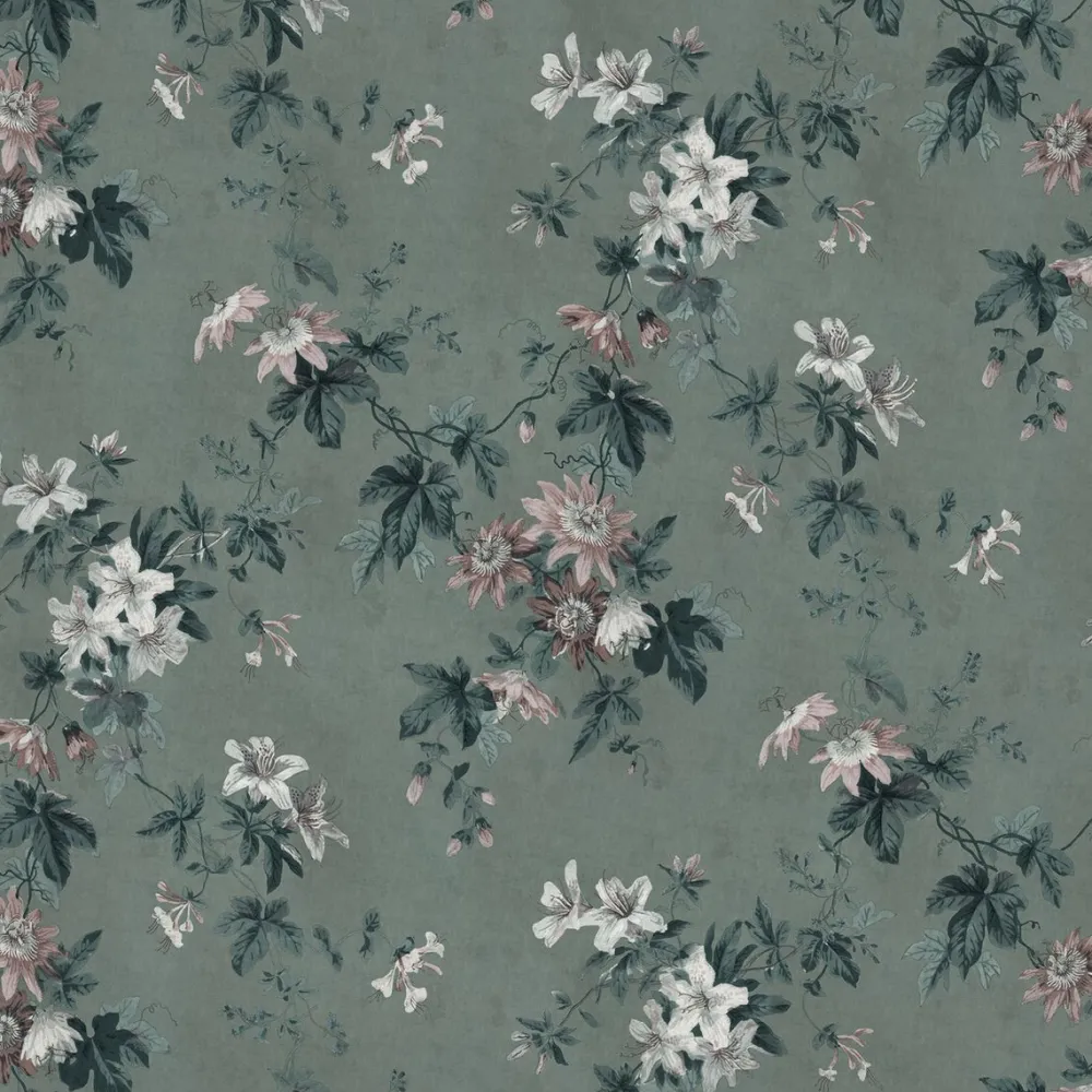 Paneelitapetti Faded Passion non-woven mittatilaus vihreä - Sandberg New