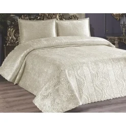 Linento Parivuoteen päiväpeitto + 2 tyynyliinaa Velica, 230x250cm + 50x70cm, kerma Hot