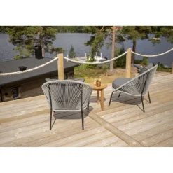 Parvekeryhmä , ø40cm Chania-pöytä + 2 harmaata Lindos-tuolia - Venture Home Hot