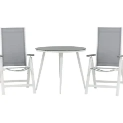 Parvekeryhmä , ø90cm, harmaa/valkoinen Break-pöytä + 2 harmaata Albany-säätötuolia - Venture Home Sale