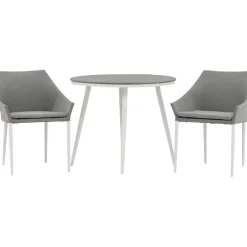 Parvekeryhmä , ø90cm, harmaa/valkoinen Break-pöytä + 2 harmaa/valkoista Spoga-tuolia - Venture Home Outlet