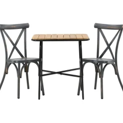 Parvekeryhmä ,  88x70cm Holmbeck-pöytä + 2 mustaa Tablas-tuolia - Venture Home Outlet
