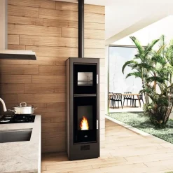 Pellettitakka Biscotto 7.5kW, uunilla, harmaa - Eva Calòr Online