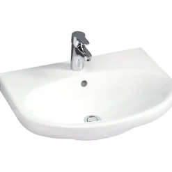 Pesuallas Nautic, 56 cm, pultti/kannatinkiinnitys, hananreikä keskellä, ylivuotoaukolla, CeramicPlus - Gustavsberg Sale
