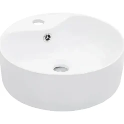 Pesuallas ylivuodolla 36x13 cm keraaminen valkoinen - FinePRICE New