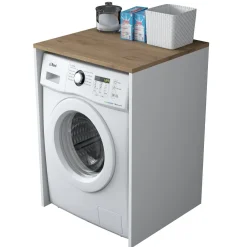 Pesukonekaappi KD103, pähkinäpuu/valkoinen - Linento Furniture New
