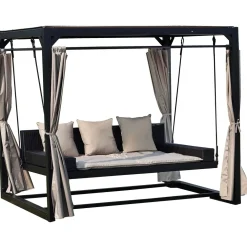 Pihakeinu Barcelona, 3 hlö, katoksella ja verhoilla, musta/beige - Home4you Discount