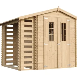 Pihavaja polttopuukatoksella M386C, 4.47m², eri vaihtoehtoja - Timbela New