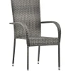 Pinottavat ulkotuolit 6 kpl harmaa polyrottinki - FinePRICE Clearance
