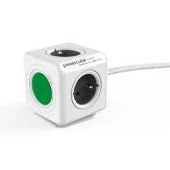 Pistorasia PowerCube Extended + Switch 1,5m 4-osainen + katkaisija vihreä/valkoinen - Allocacoc New