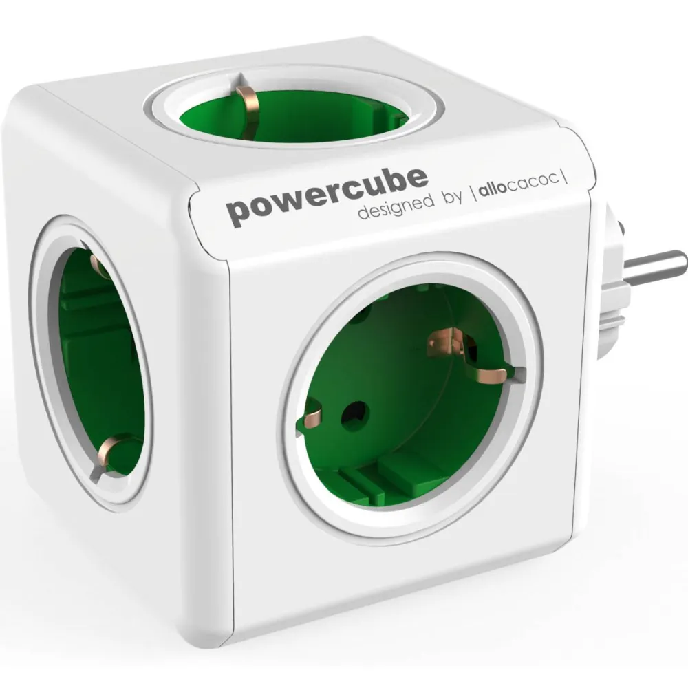 Allocacoc Pistorasia PowerCube Original 5-osainen vihreä/valkoinen Outlet