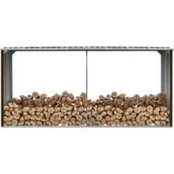 FinePRICE Polttopuukatos 330x92x153cm, galvanoitu teräs, ruskea Outlet