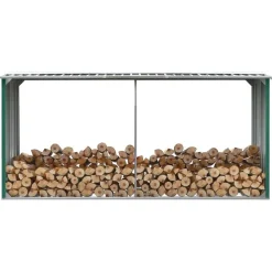 Polttopuukatos 330x92x153cm, galvanoitu teräs, vihreä - FinePRICE Clearance