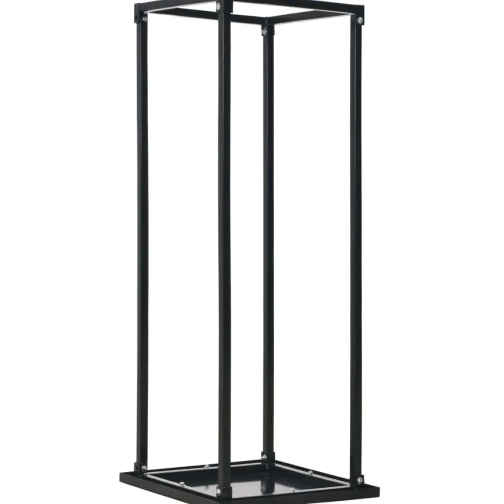 Polttopuuteline alustalla 37x37x113cm, musta, teräs - FinePRICE Online