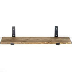 Puinen seinähylly LAM010, leveys 60cm, ruskea - Linento Furniture Clearance