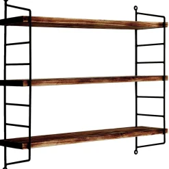 Linento Furniture Puinen seinähylly WR088, ruskea/musta Clearance