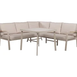 Puutarhakalustesetti UPLAND pöytä ja kulmasohva, beige - Home4you Outlet