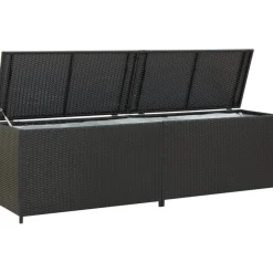 FinePRICE Puutarhan säilytyslaatikko polyrottinki 200x50x60 cm musta