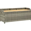 FinePRICE Puutarhan säilytyspenkki 120 cm polyrottinki harmaa