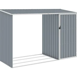 FinePRICE Puutarhan polttopuuvaja harmaa 245x98x159cm galvanoitu teräs Clearance