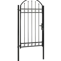 FinePRICE Puutarhaportti kaareva teräs 100x250cm musta Discount