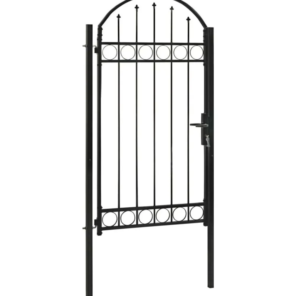 FinePRICE Puutarhaportti kaareva teräs 100x250cm musta Discount
