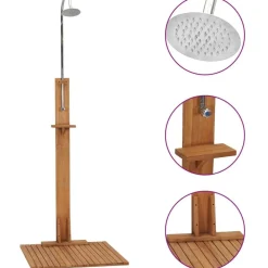 Puutarhasuihku 75x75x210 cm täysi tiikki - FinePRICE