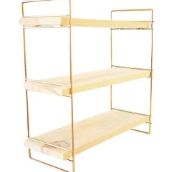 Pöytähylly Masa, 40x40cm, kulta/ruskea - Linento Furniture Outlet