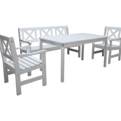 Baltic Garden Ruokailuryhmä Europe 2 tuolia + sohva + pöytä + pehmusteet valkoinen Outlet