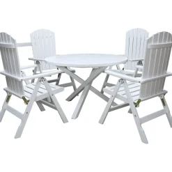 Baltic Garden Ruokailuryhmä Scottsdale Ø112cm pöytä + 4 Kungshamn tuolia valkoinen Clearance