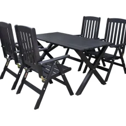 Ruokailuryhmä Scottsdale 150cm pöytä + 4 tuolia musta - Baltic Garden Clearance
