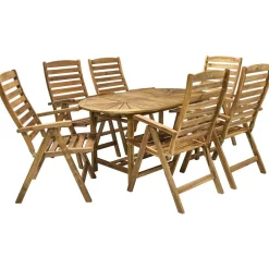 Ruokailuryhmä Finlay, 153x90 cm, 6 tuolia, ruskea - Home4you Clearance