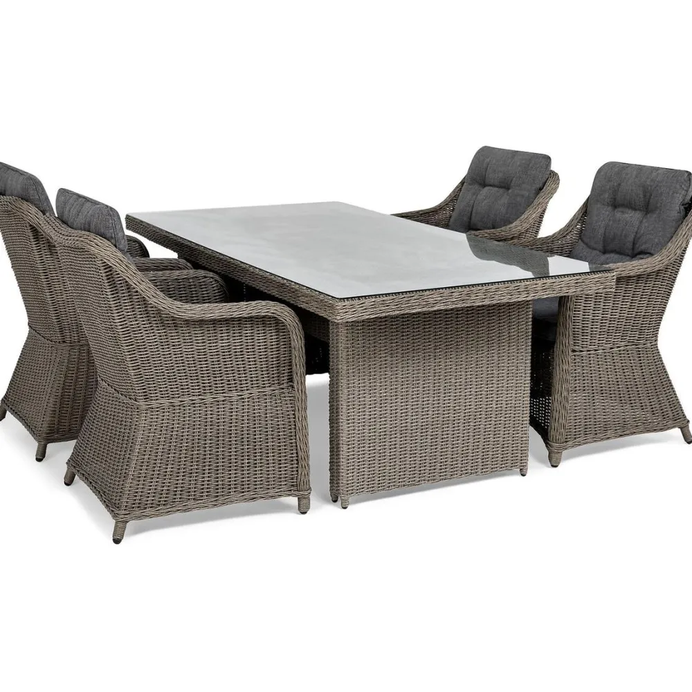 Comfort Garden Ruokailuryhmä Marcus 200 cm pöytä + 4 nojatuolia ruskeanharmaa New