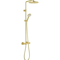 Sadesuihkusetti Silhouet, termostaattihanalla, vettä säästävä, suihkupää ⌀250mm, harjattu messinki - Damixa Discount