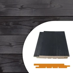 Saunapaneeli STS-3, 14x120mm, TK kuusi, ympäripontattu, saunasuojattu, musta, eri pituuksia - Aarni Outlet