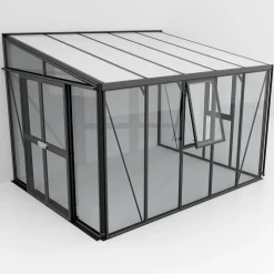 Seinäkasvihuone Helena, lasi/polykarbonaatti, musta, eri kokoja - Vitavia Sale