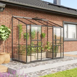 Seinäkasvihuone Ida 3300, 3.3m², lasi, musta - Vitavia
