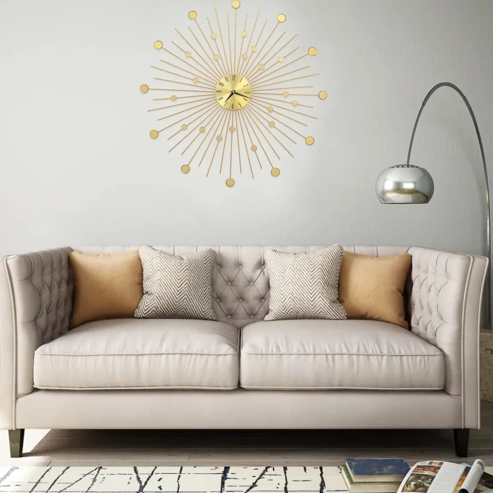 FinePRICE Seinäkello metalli 70 cm kultainen Best