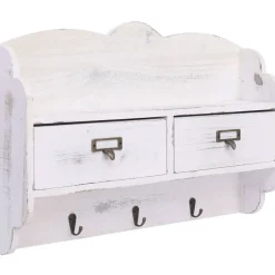 Seinänaulakko valkoinen 50x10x34 cm puu - FinePRICE New