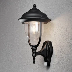 Konstsmide Seinävalaisin Parma 7235-750 240x290x480 mm yläsuunta liiketunnistimella musta Outlet