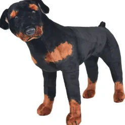 FinePRICE Seisova pehmolelu rottweiler musta ja valkoinen XXL Discount