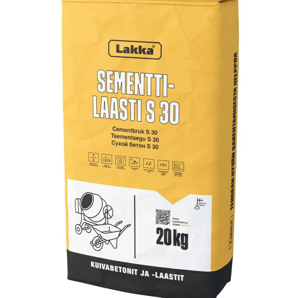 Sementtilaasti Lakka S 30, 20kg - Lakka Rakennustuotteet Online
