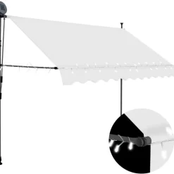 Sisäänkelattava markiisi ledillä 300 cm kerma - FinePRICE Clearance
