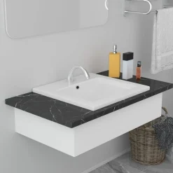 FinePRICE Sisäänrakennettu pesuallas 42x39x18 cm keraaminen valkoinen Best