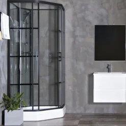 Bathlife Suihkukaappi Betrakta 900x900 mm kaareva musta kehys Sale